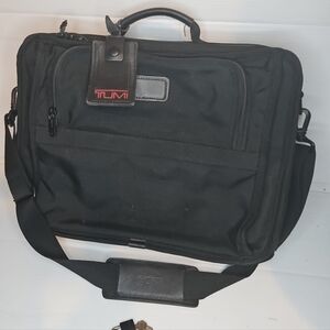TUMI Black Nylon Briefcase with Padded Laptop Sleeve – Business Travel Bag